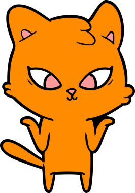 Bir insan tarafından çizilmiş sevimli çizgi film kedisi.