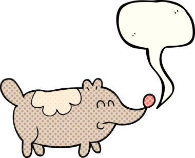 El yazısıyla çizilmiş çizgi roman konuşma balonu çizgi filmi bir insan tarafından çizilmiş küçük şişman köpek.