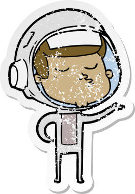 Bir insan tarafından çizilmiş kendinden emin bir astronotun sıkıntılı çıkartması.