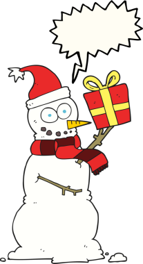 Bir insan tarafından çizilmiş serbest konuşma balonu kardan adam resmi.