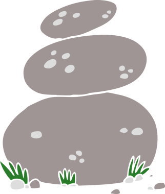 düz renk çizgi film büyük istiflenmiş taşlar bir insan tarafından çizildi