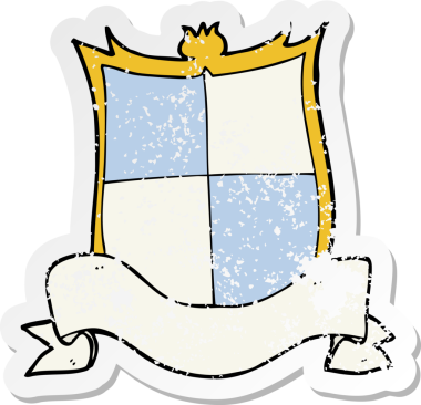 Bir insan tarafından çizilmiş eski ve sıkıntılı bir karikatür çıkartması.