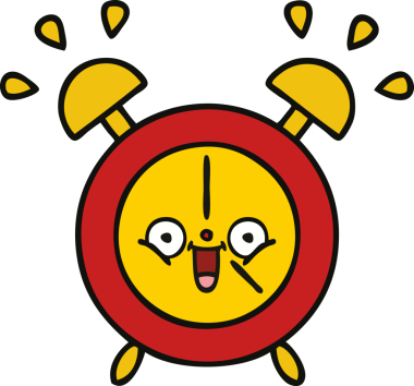 Bir insan tarafından çizilmiş çalar saatin şirin bir karikatürü.