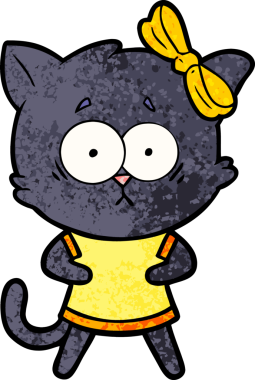 Bir insan tarafından çizilmiş çizgi film kedisi.