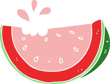 Bir insan tarafından çizilmiş düz renkli karpuz.