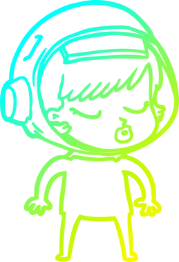 Bir çizgi film karakteri çizen soğuk gradyan bir insan tarafından çizilmiş güzel astronot kız.