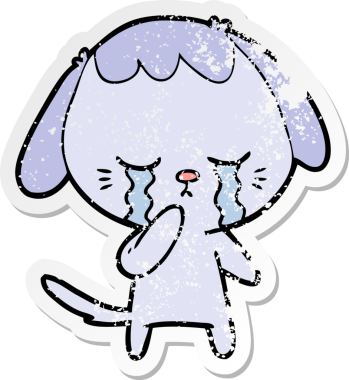 Bir insan tarafından çizilmiş ağlayan bir köpeğin sıkıntılı çıkartması.