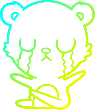 Bir insan tarafından çizilmiş ağlayan çizgi film ayısının soğuk gradyan çizgisi.