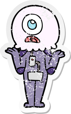 Bir insan tarafından çizilmiş omuz silken uzaylı bir uzay adamının sıkıntılı çıkartması.