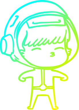 Bir insan tarafından çizilmiş soğuk gradyan çizgi çizimi meraklı bir astronot.