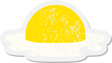 Bir insan tarafından çizilmiş kızarmış yumurta grunge etiketi.