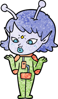 Bir insan tarafından çizilmiş güzel uzaylı kız.