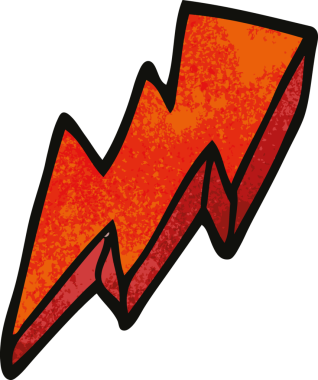 Bir insan tarafından çizilmiş karalama yıldırım sembolü.