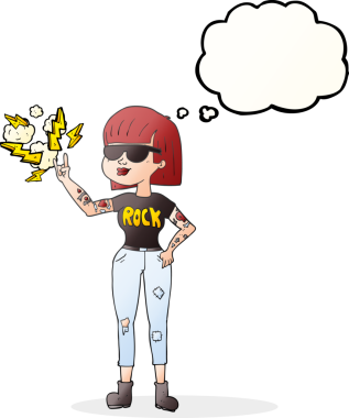 Bir insan tarafından çizilmiş serbest çizim baloncuklu taş kadın.