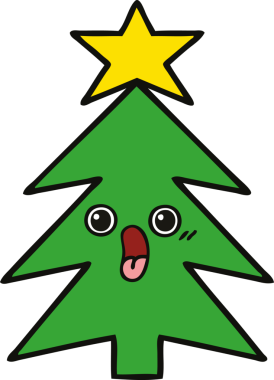 Bir insan tarafından çizilmiş güzel bir Noel ağacı karikatürü.