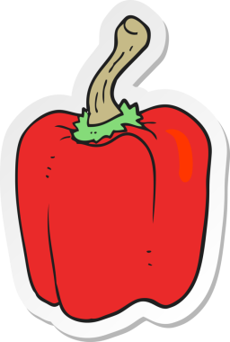 Bir insan tarafından çizilmiş kırmızı biberin çıkartması.