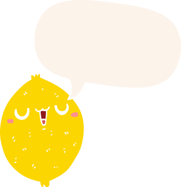 bir insan tarafından çizilmiş eski usul konuşma baloncuklu mutlu limon çizgi filmi