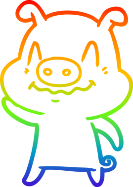 gökkuşağı gradyan çizimi bir insan tarafından çizilmiş sinir çizgi domuz