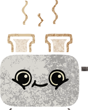 Bir insan tarafından çizilmiş bir tost makinesinin retro çizim stili karikatürü