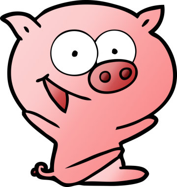 Bir insan tarafından çizilmiş neşeli domuz çizgi filmi.