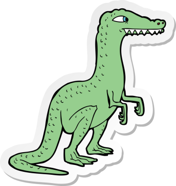 Bir insan tarafından çizilmiş bir dinozorun çıkartması.