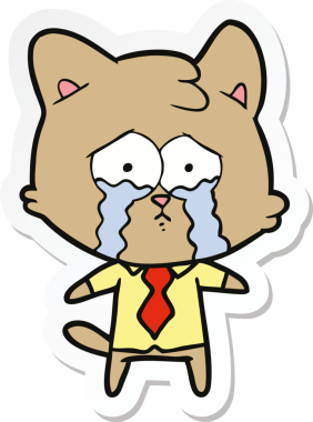 Bir insan tarafından çizilmiş çizgi film kedisinin çıkartması.