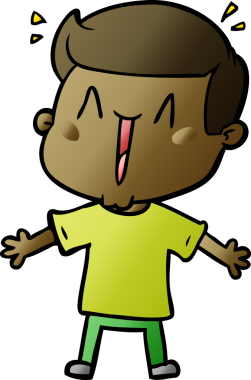 Bir insan tarafından çizilmiş heyecanlı bir çizgi film.