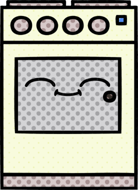 Bir insan tarafından çizilmiş mutfak fırınının çizgi romanı.