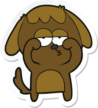 Bir insan tarafından çizilmiş yorgun bir köpeğin çıkartması.