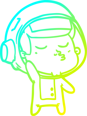 Bir insan tarafından çizilmiş kendinden emin bir astronotun soğuk çizgi çizimi.