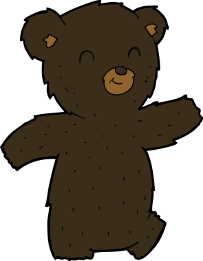 Bir insan tarafından çizilmiş sevimli çizgi film kara ayısı.