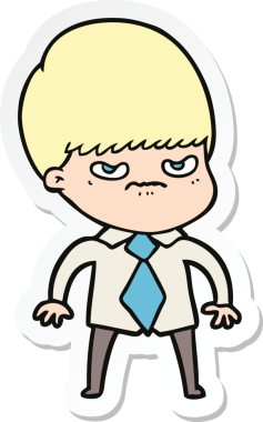 Bir insan tarafından çizilmiş bir çizgi film çocuğunun çıkartması.