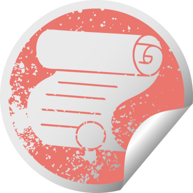 Bir insan tarafından çizilmiş önemli bir belgenin sıkıntılı dairesel soyma etiketi sembolü