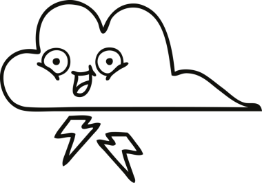 Bir insan tarafından çizilmiş bir gök gürültüsü bulutunun çizgi çizimi