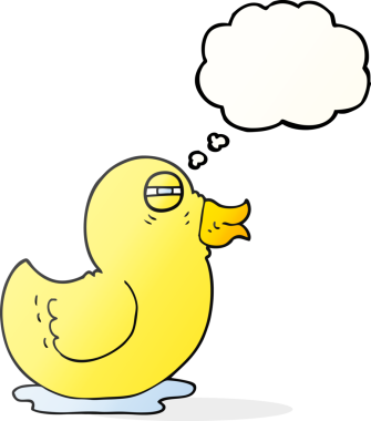 Bir insan tarafından çizilmiş serbest çizim balon karikatür plastik ördek