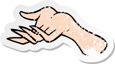 Bir insan tarafından çizilmiş bir karikatür elin gerilmiş çıkartması.