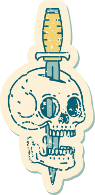 Bir insan tarafından çizilmiş bir kafatasının sembolik dövmeli görüntüsü.