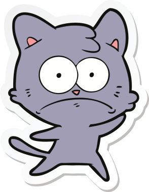 Bir insan tarafından çizilmiş karikatür asabi kedinin çıkartması.