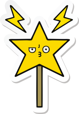 Bir insan tarafından çizilmiş şirin bir çizgi film sihirli değneğinin çıkartması.