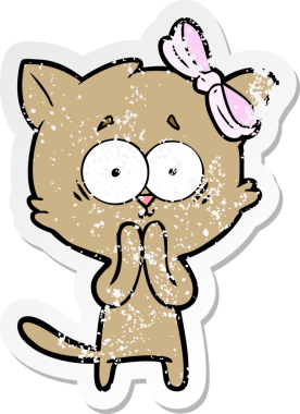 Bir insan tarafından çizilmiş karikatür bir kedinin sıkıntılı çıkartması.