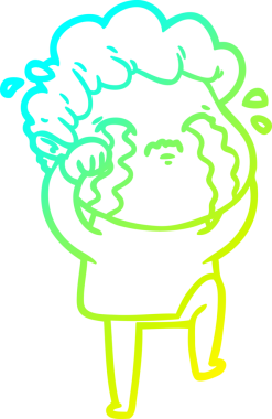 Bir insan tarafından çizilmiş ağlayan bir çizgi film karakteri çizimi.