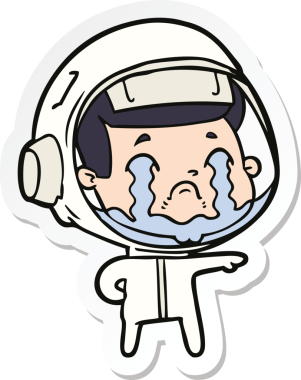 Bir insan tarafından çizilmiş ağlayan bir astronotun çıkartması.