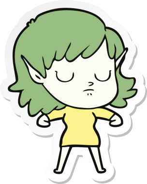 Bir insan tarafından çizilmiş bir elf kızının çıkartması.