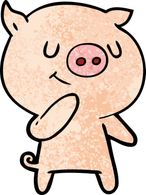 Bir insan tarafından çizilmiş mutlu çizgi film domuzu.