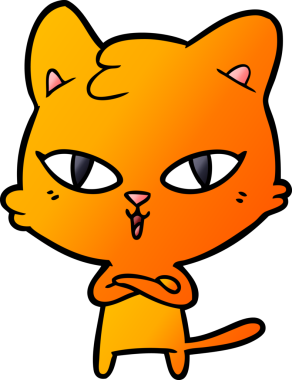 Bir insan tarafından çizilmiş çizgi film kedisi.