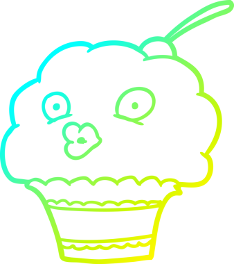 Bir insanın çizdiği komik bir kekin soğuk gradyan çizgisi.