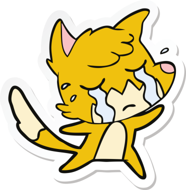 Bir insan tarafından çizilmiş ağlayan tilki çizgi filminin çıkartması.