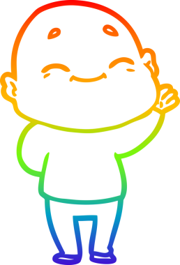 Gökkuşağı gradyan çizgi çizimi Bir insan tarafından çizilmiş mutlu kel adam