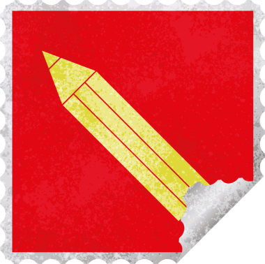 Bir insan tarafından çizilmiş kalem vektörü resimleme kare soyma etiketi