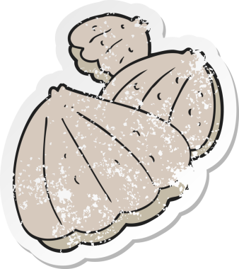 Bir insan tarafından çizilmiş istiridye çizgi filminin gerilimli yapıştırması.